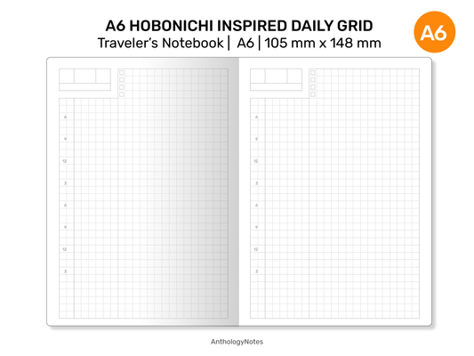 A6 Size Hobonichi TN Insert - Traveler's Notebook Printable - Do1P - Minimalist - Daily View