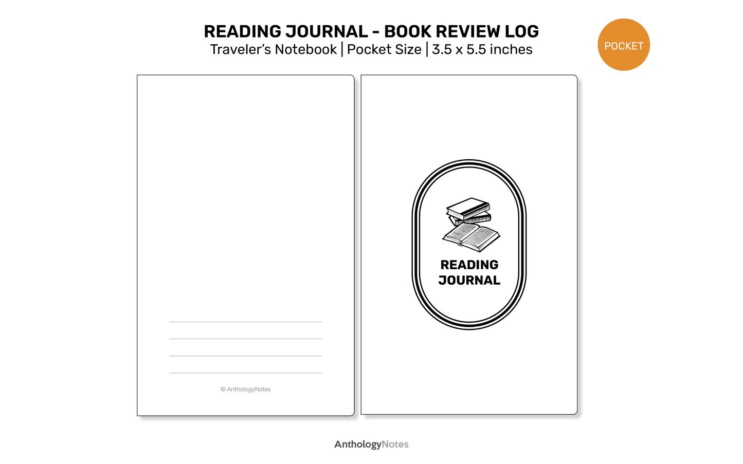 READING Journal TN POCKET Printable Refill Insert for Traveler's Notebook - Book Review Log
