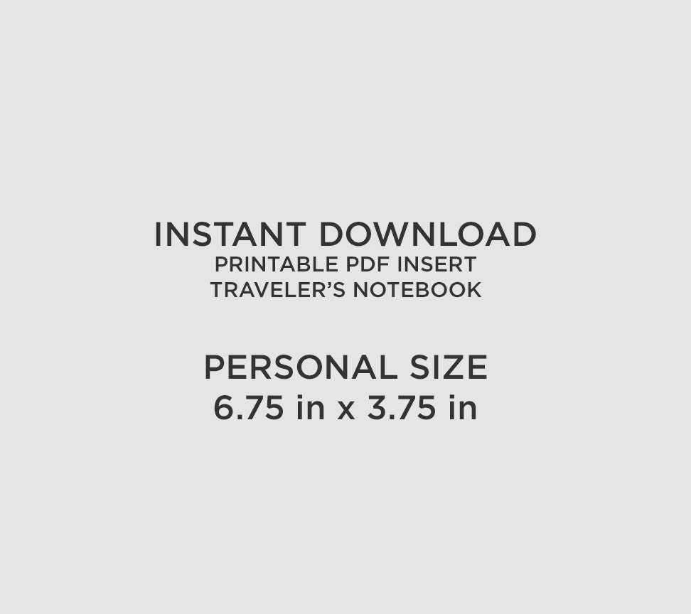 PERSONAL WEEKLY Insert Traveler's Notebook - Printable - Wo1P Horizontal - Minimalist & Functional GRID -