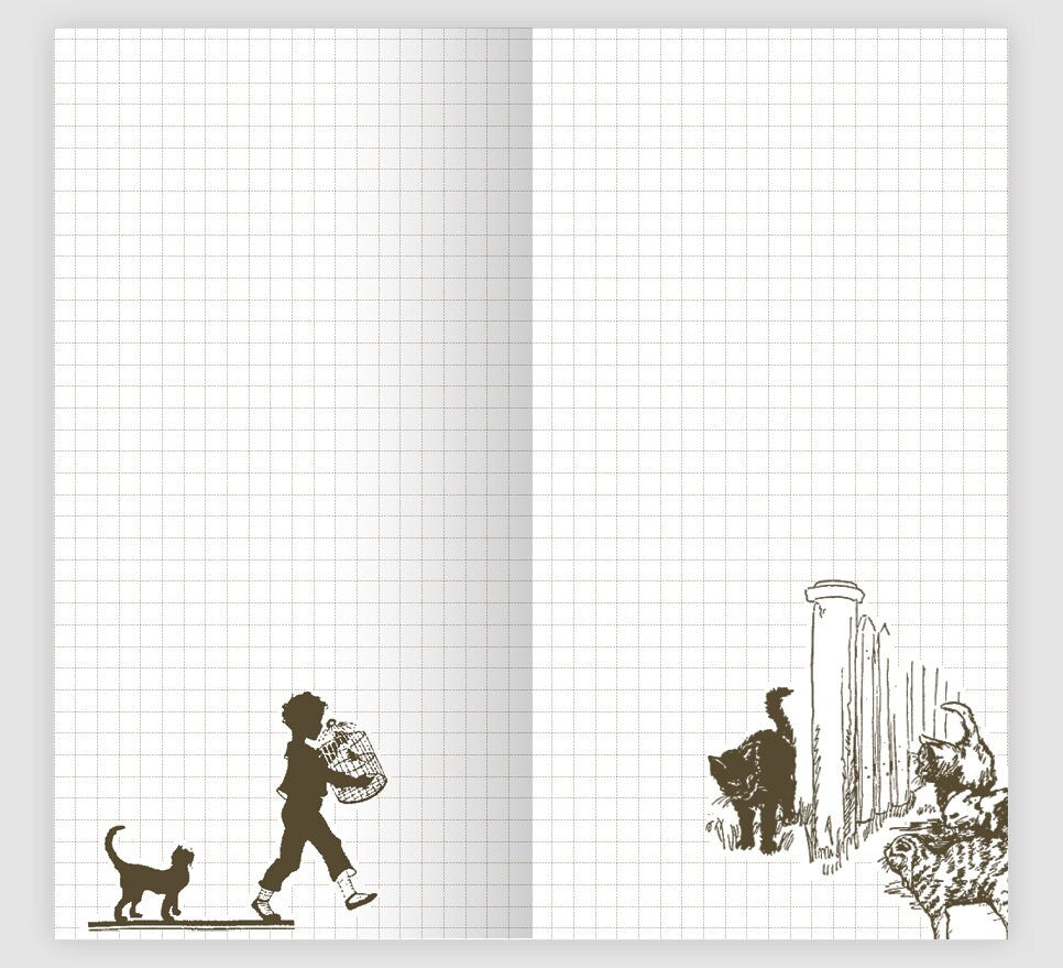 Traveler's Notebook Printable Insert Midori, Vintage Cats Pet, Cat Art Journal, Dot Grid, Grid, Lined, Unlined 028  Standard Size