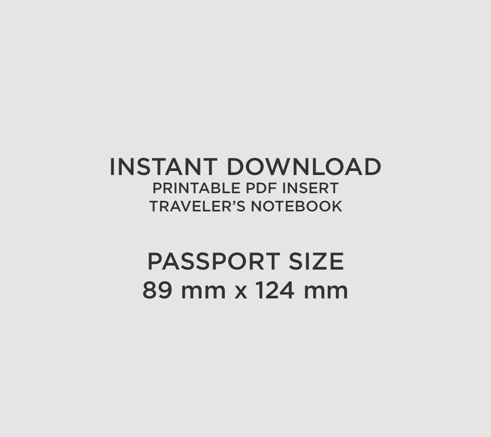 Traveler's Notebook Printable Passport Size Classic Grid Lines - Grid SET - Printable PDF Planner - Midori Printable Inserts