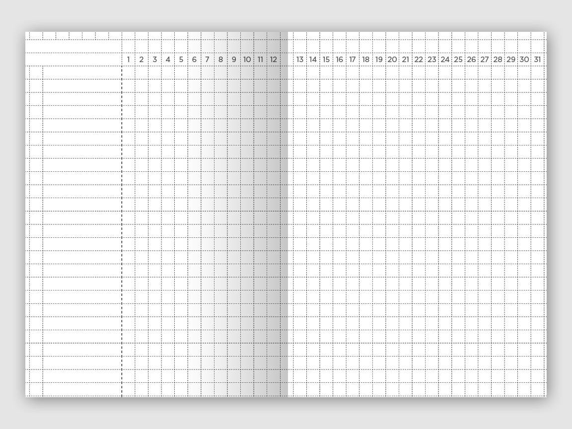 A6 Size Monthly Tracker Grid - Printable Traveler's Notebook Planner Insert