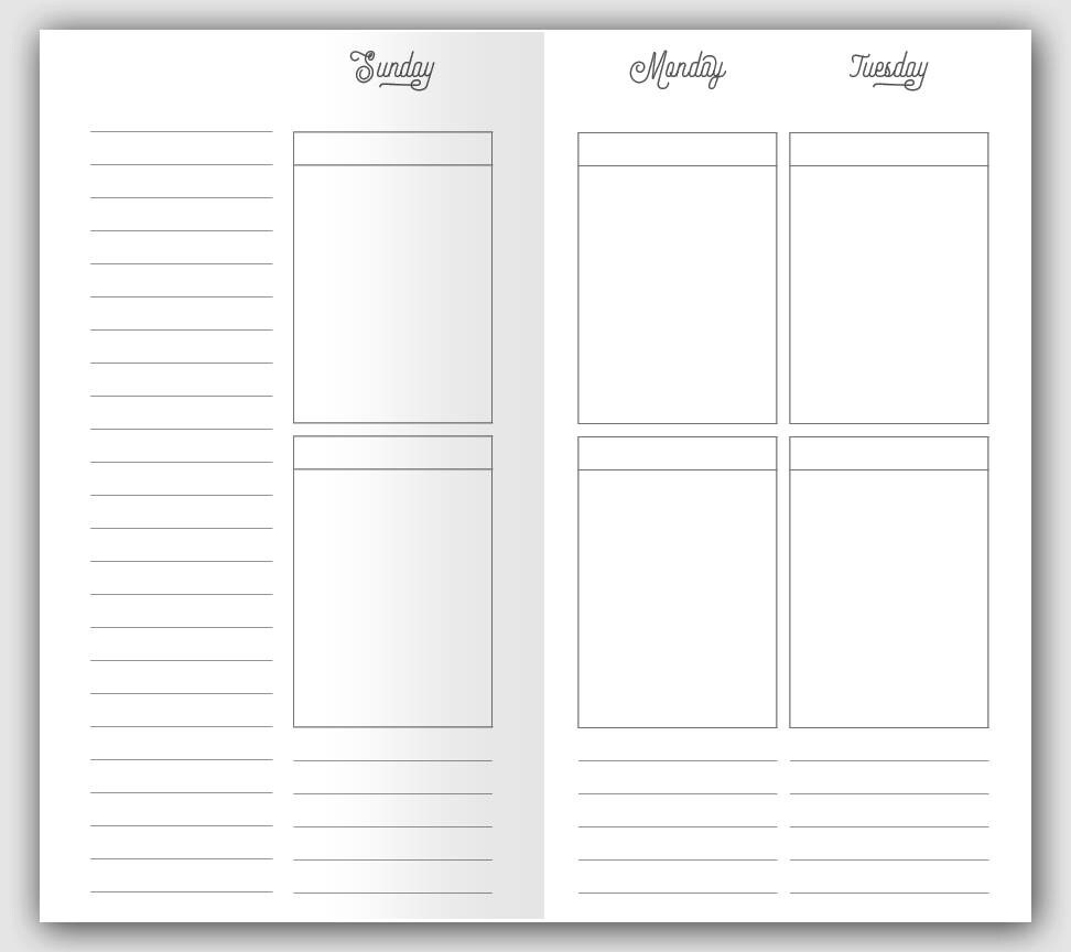 TN PERSONAL  Weekly on 4 Pages Traveler's Notebooks fits EC Sticker - Script Type Header