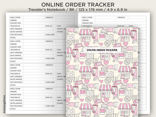 B6 Online Order Tracker - Printable Insert - Traveler's Notebook