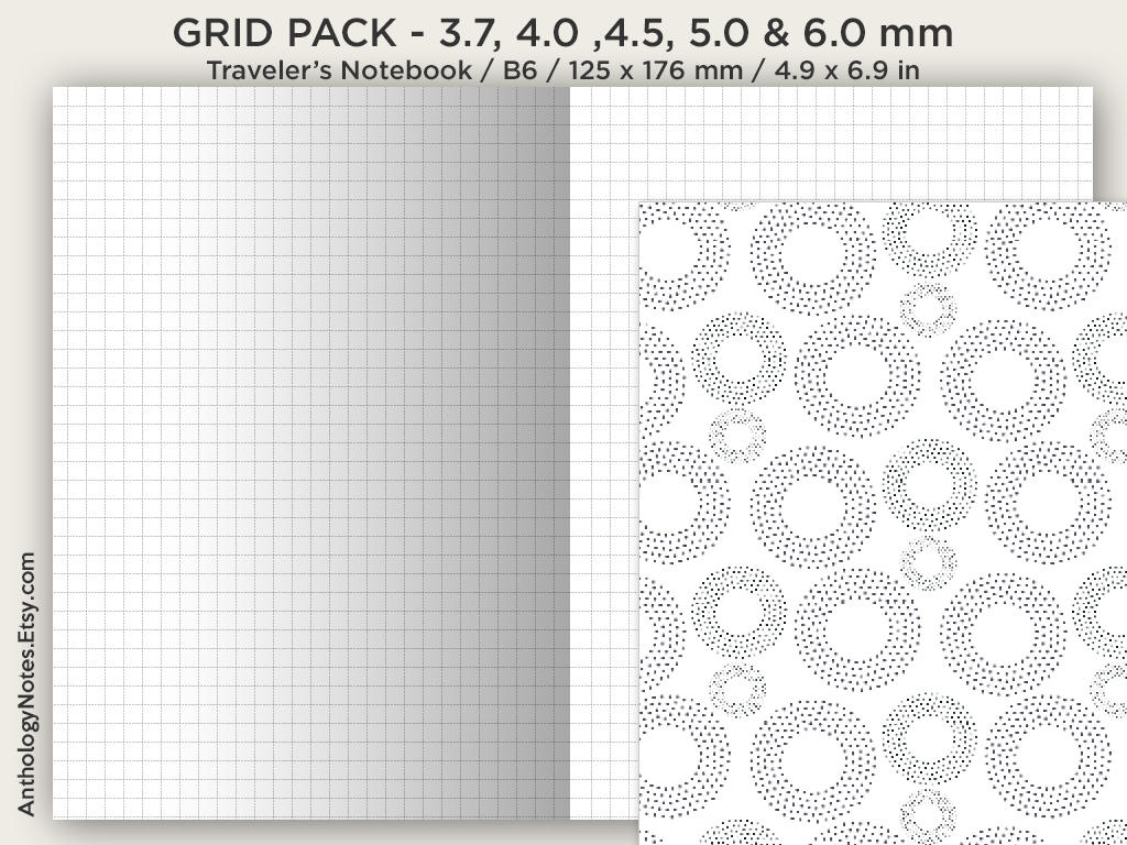 B6 GRID BUNDLE Set Traveler's Notebook Printable Insert Functional Planning Minimalist