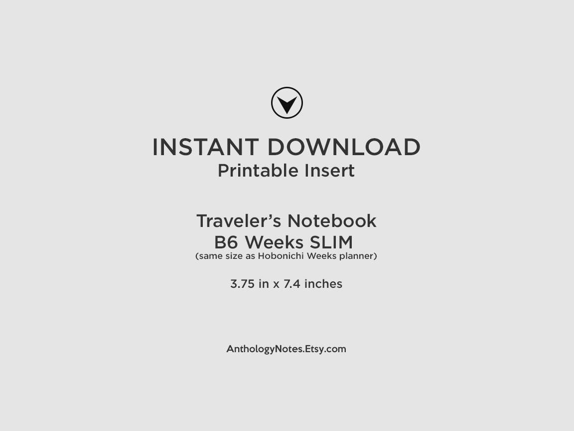 TN WEEKS Weekly View Wo2P Vertical - Printable Traveler's Notebook Insert - Hobonichi Weeks Size