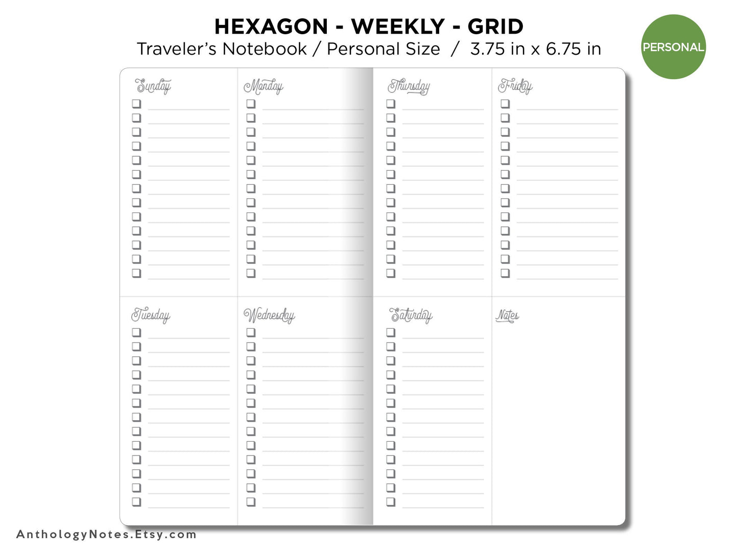 PERSONAL Weekly LIST Traveler's Notebook Printable Insert Wo2P To do, Tasks, Priorities