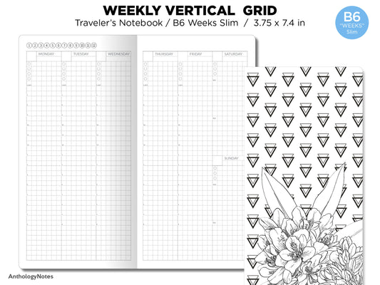 TN WEEKS Weekly VERTICAL Grid Traveler's Notebook Printable Insert