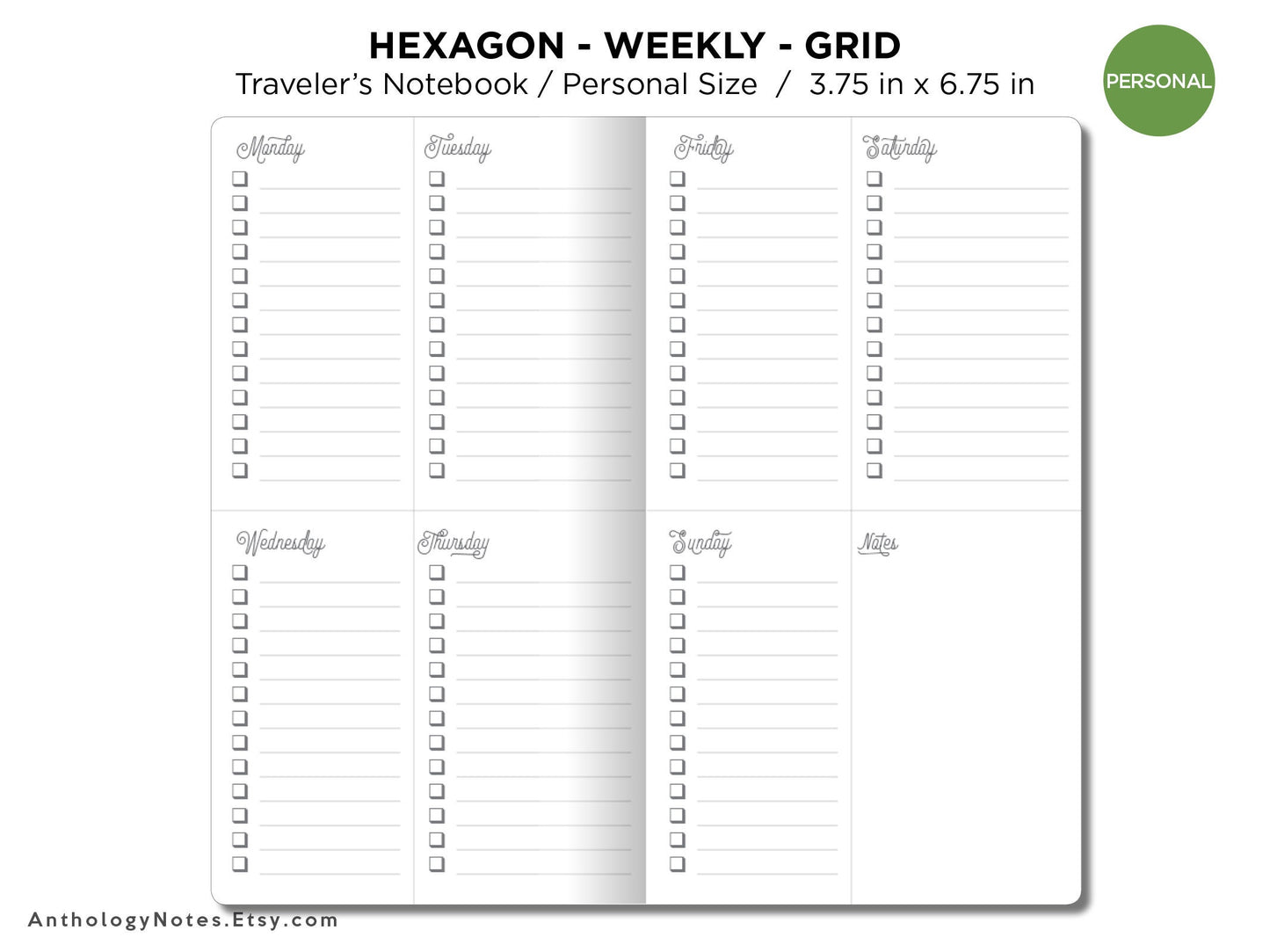 PERSONAL Weekly LIST Traveler's Notebook Printable Insert Wo2P To do, Tasks, Priorities