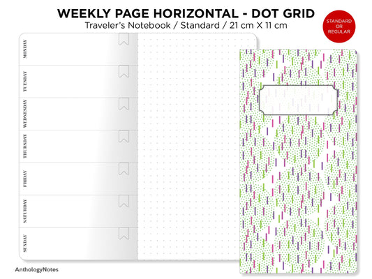 Weekly View Dot Grid Page, Wo1P - Traveler's Notebook Printable Insert Refill PDF - Standard Regular Size