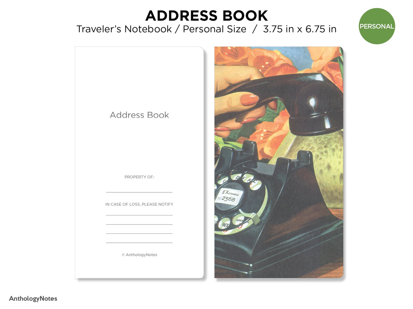 TN Personal ADDRESS Book Traveler's Notebook Printable Insert Contacts with Index