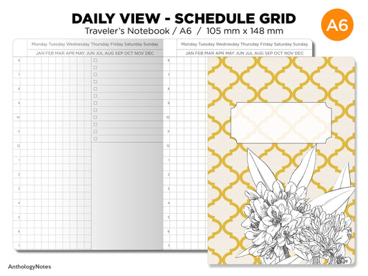 A6 DAILY VIEW Appointment Schedule Traveler's Notebook Printable Insert