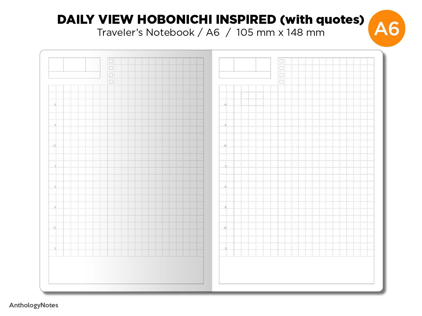 Hobonichi TN Insert - A6 Size - Traveler's Notebook Printable - Do1P - Minimalist - Daily View - With Quotes Section