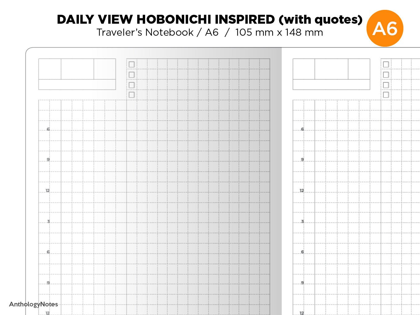 Hobonichi TN Insert - A6 Size - Traveler's Notebook Printable - Do1P - Minimalist - Daily View - With Quotes Section