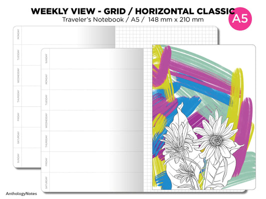 A5 Weekly Horizontal GRID Classic View Printable Traveler's Notebook A50014