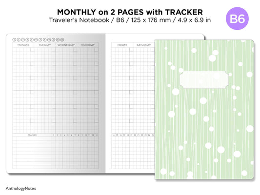B6 Monthly View Tracker GRID Traveler's Notebook Printable Insert