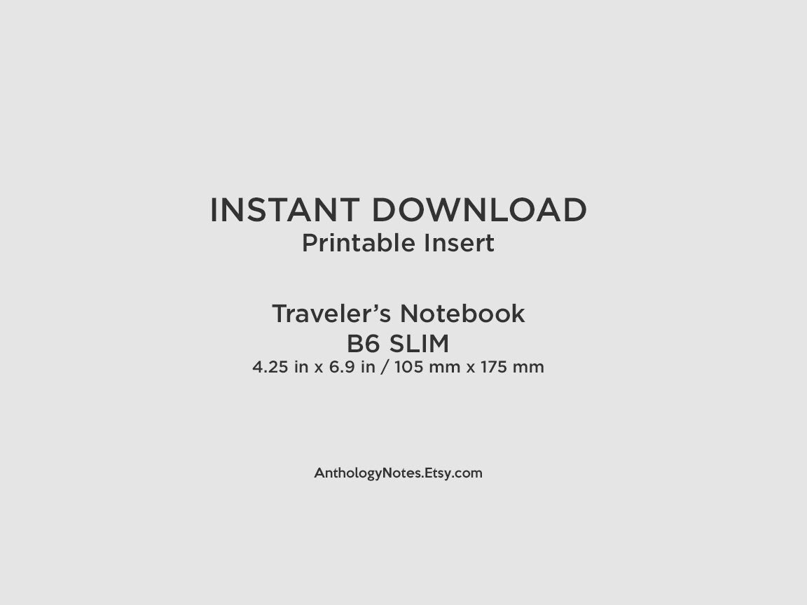 B6 Slim Daily HOBONOCHI Inspired Printable Insert - Traveler's Notebook - Minimalist Functional - Do1P GRID