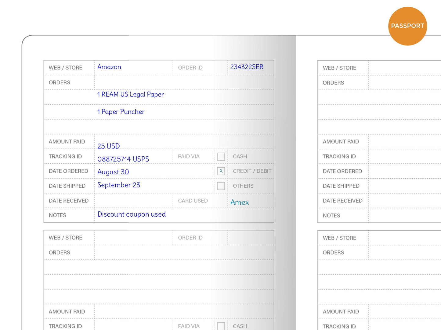 TN Passport Online Order Tracker Printable Refill for Traveler's Notebook | PP019