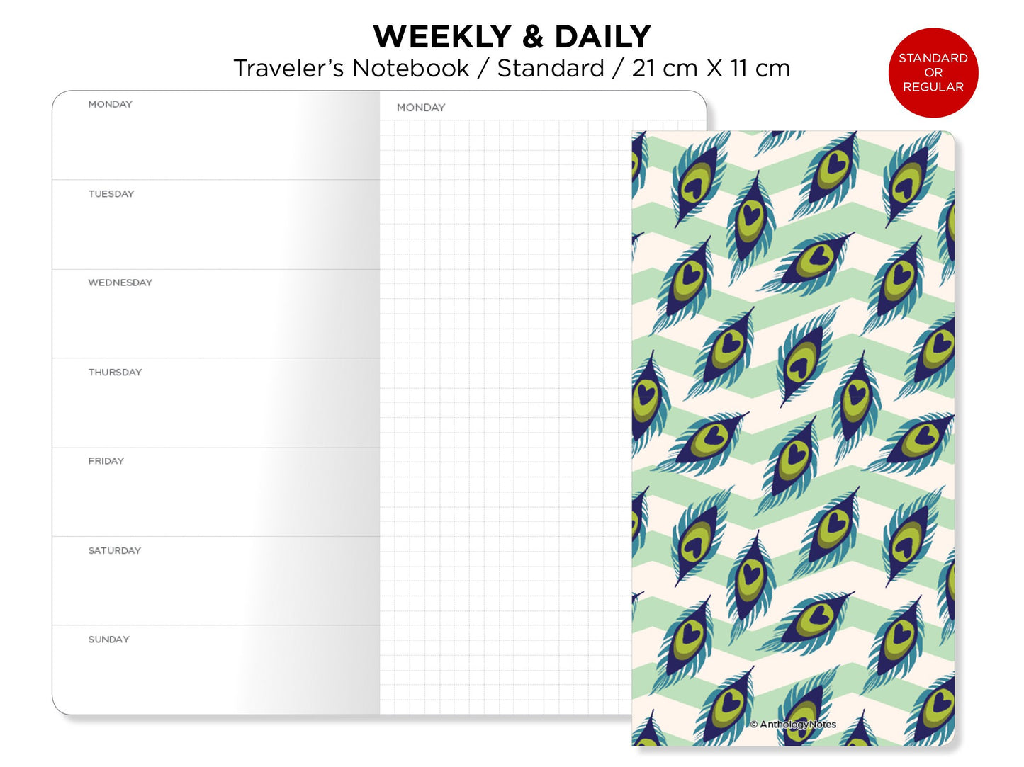 DAILY and WEEKLY Traveler's Notebook Printable Insert GRID Minimalist Functional
