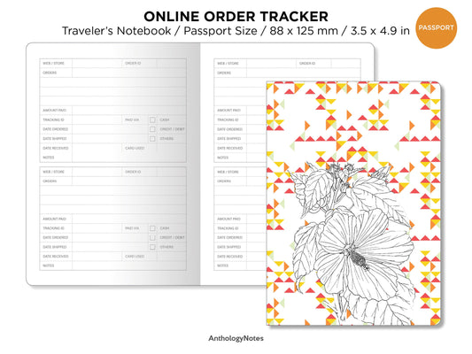 TN Passport Online Order Tracker Printable Refill for Traveler's Notebook | PP019