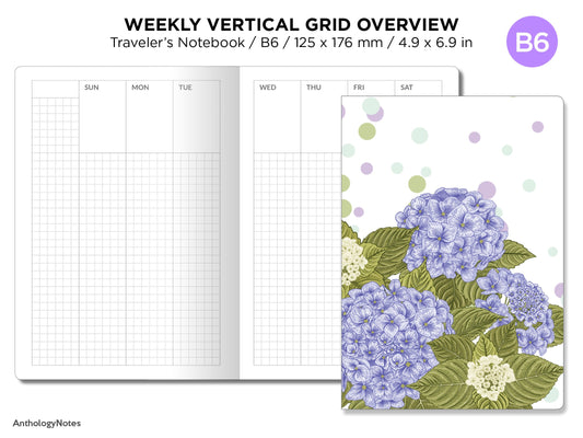 TN B6 Weekly GRID Vertical - with Daily Boxes Printable Insert for Traveler's Notebook
