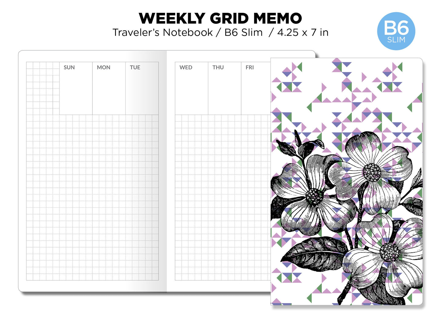 B6 SLIM Weekly Memo Grid Printable TN Insert Traveler's Notebook
