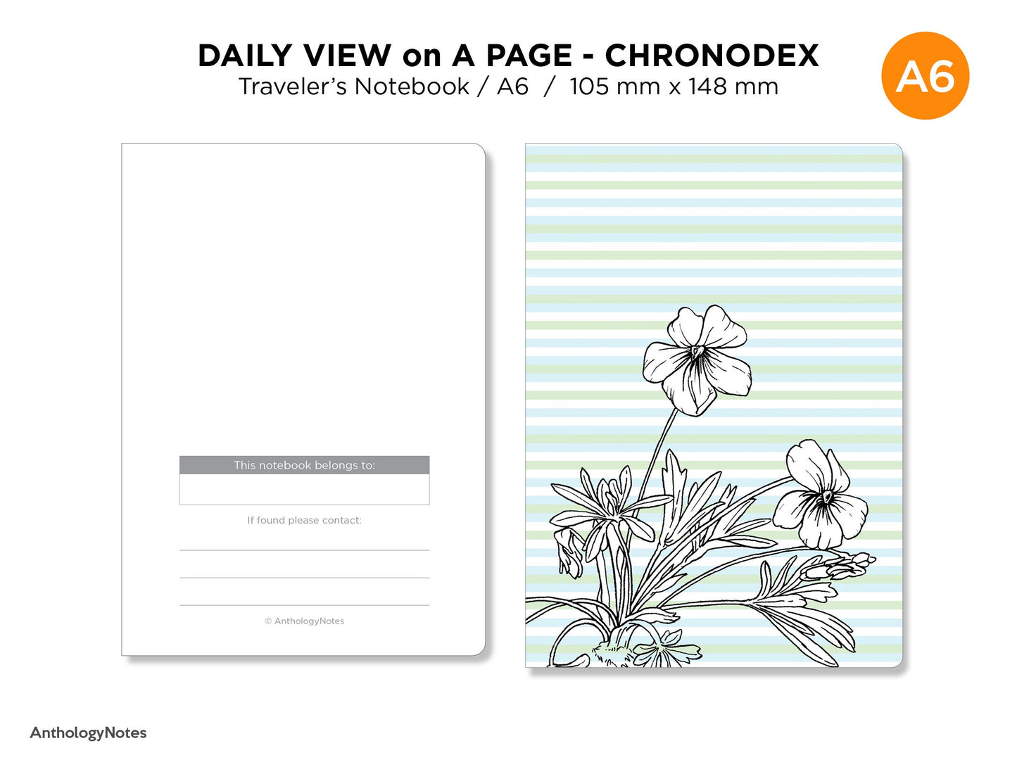 TN A6 CHRONODEX Grid Daily View Printable Traveler's Notebook Insert