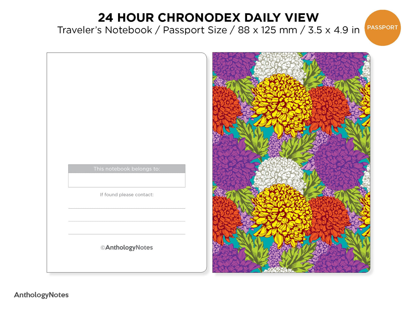 CHRONODEX Passport Traveler's Notebook Printable Insert DAILY View GRID Minimalist