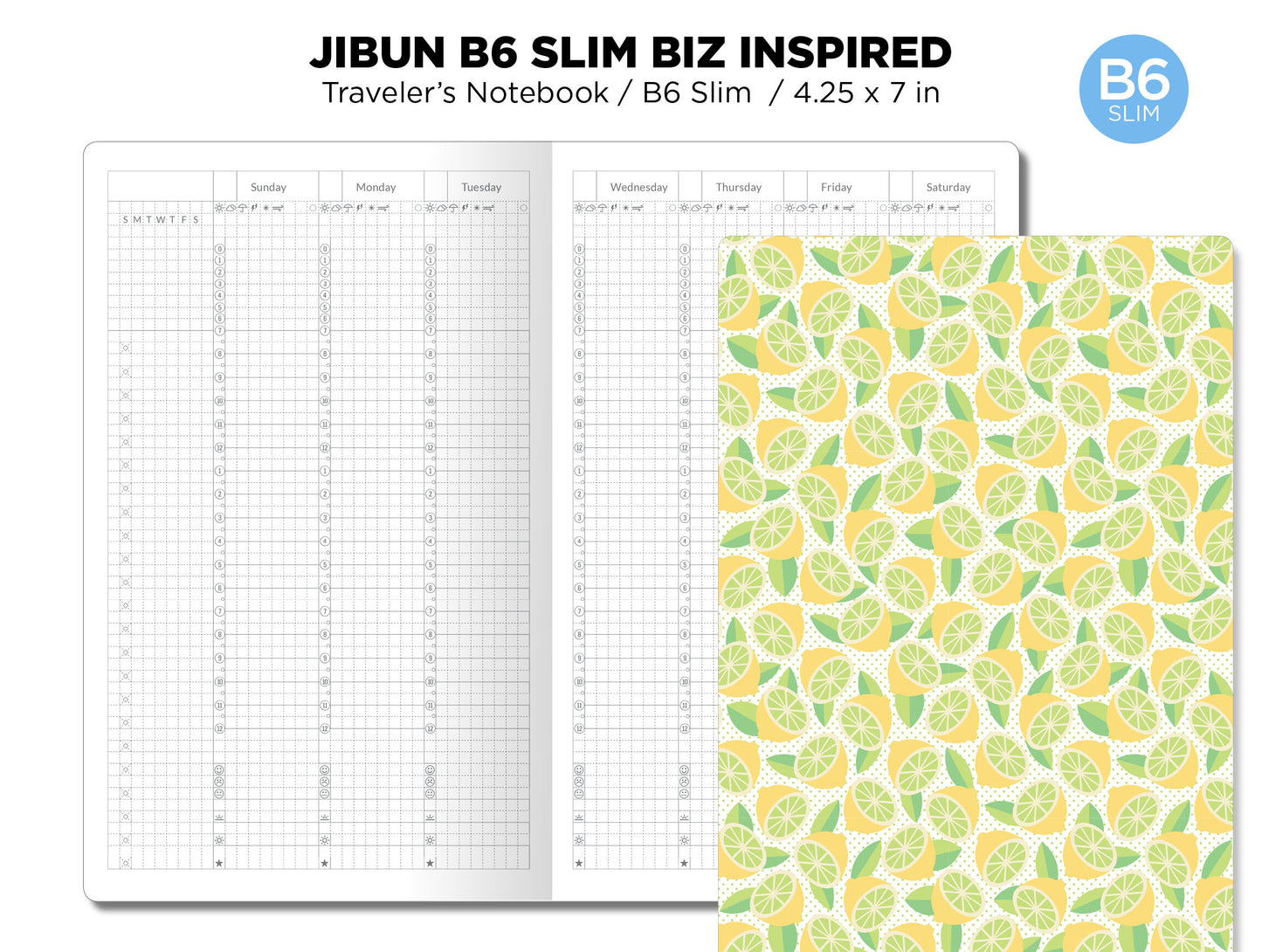 B6 Slim JIBUN Biz Weekly GRID Traveler's Notebook Vertical Japanese Planner Inspired Functional Printable Insert