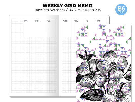 B6 SLIM Weekly Memo Grid Printable TN Insert Traveler's Notebook