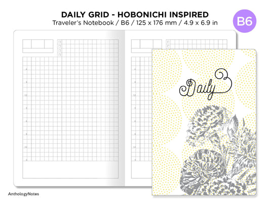 B6 Daily GRID Printable TN Insert for Traveler's Notebook Hobonichi Inspired Minimalist Functional