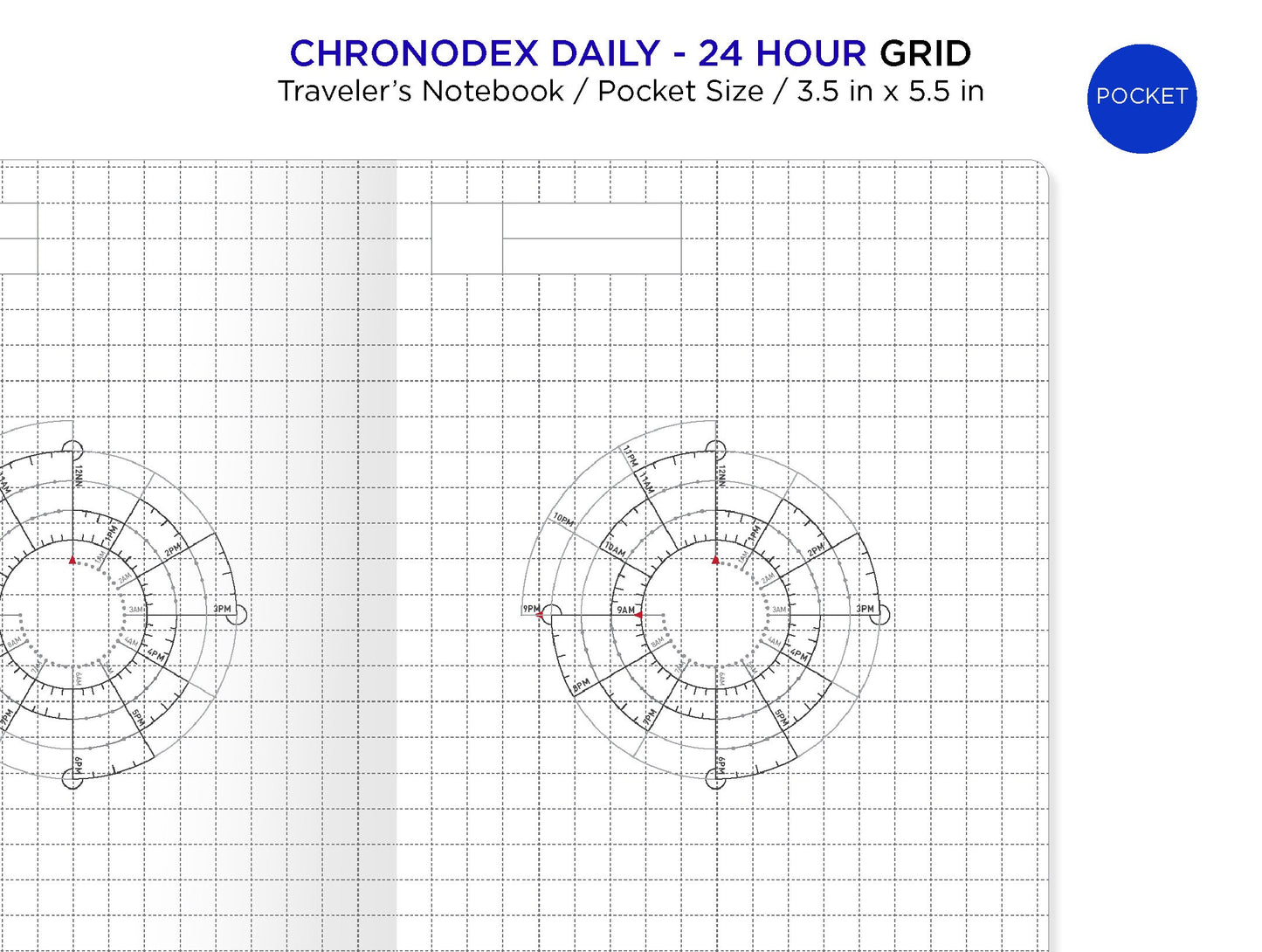 CHRONODEX Pocket DAILY Traveler's Notebook Printable Insert GRID Do1P - Minimalist