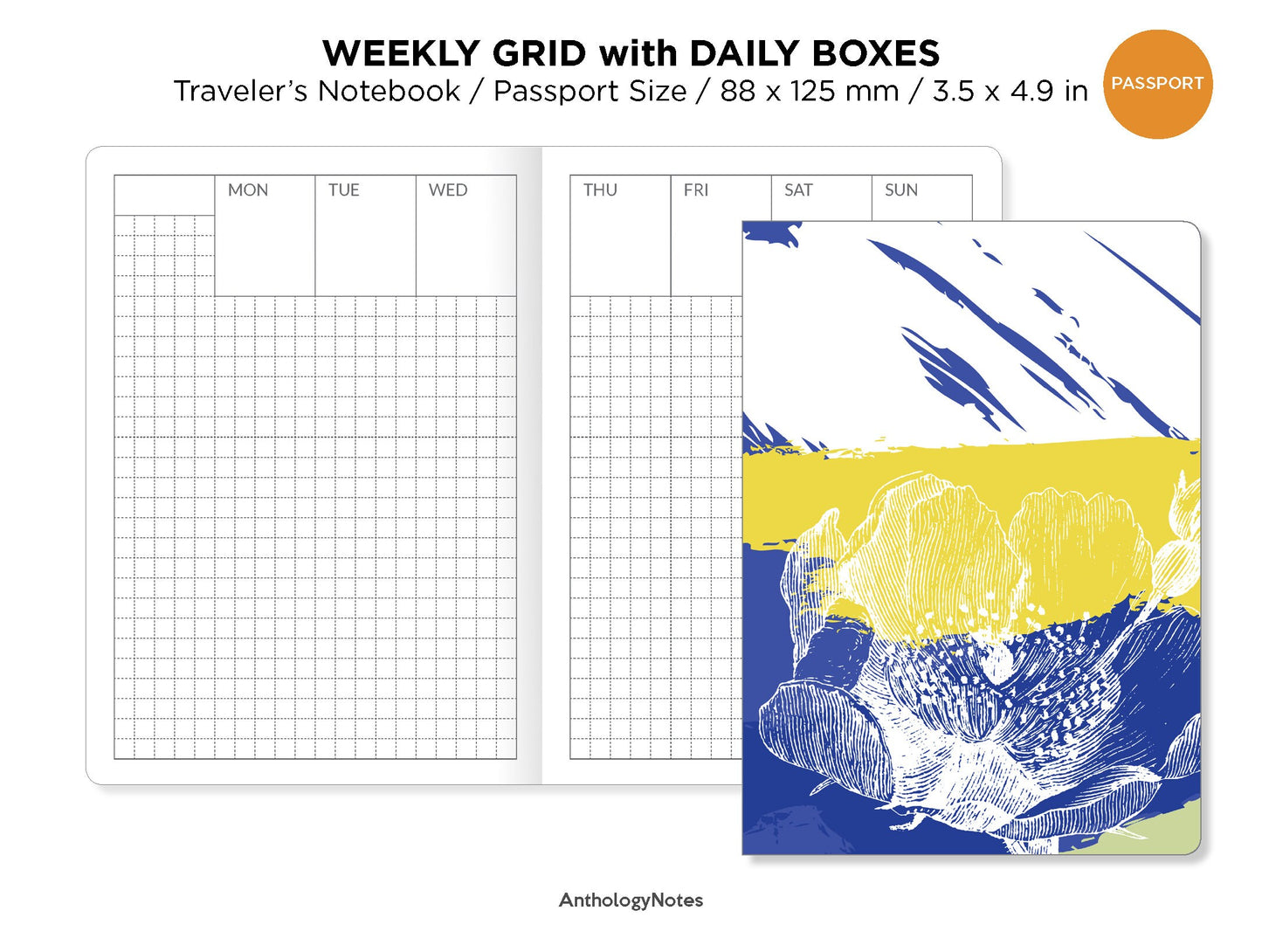 PASSPORT Weekly Grid with DAILY BOXES Printable Insert Traveler's Notebook