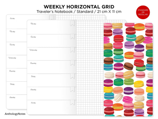 TN Standard Weekly Horizontal Insert Grid with Fancy Script Printable Insert