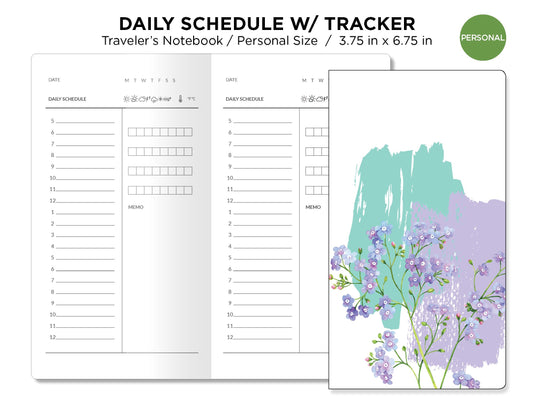 TN Personal DAILY Schedule with TRACKER Printable Insert Traveler's Notebook Minimalist
