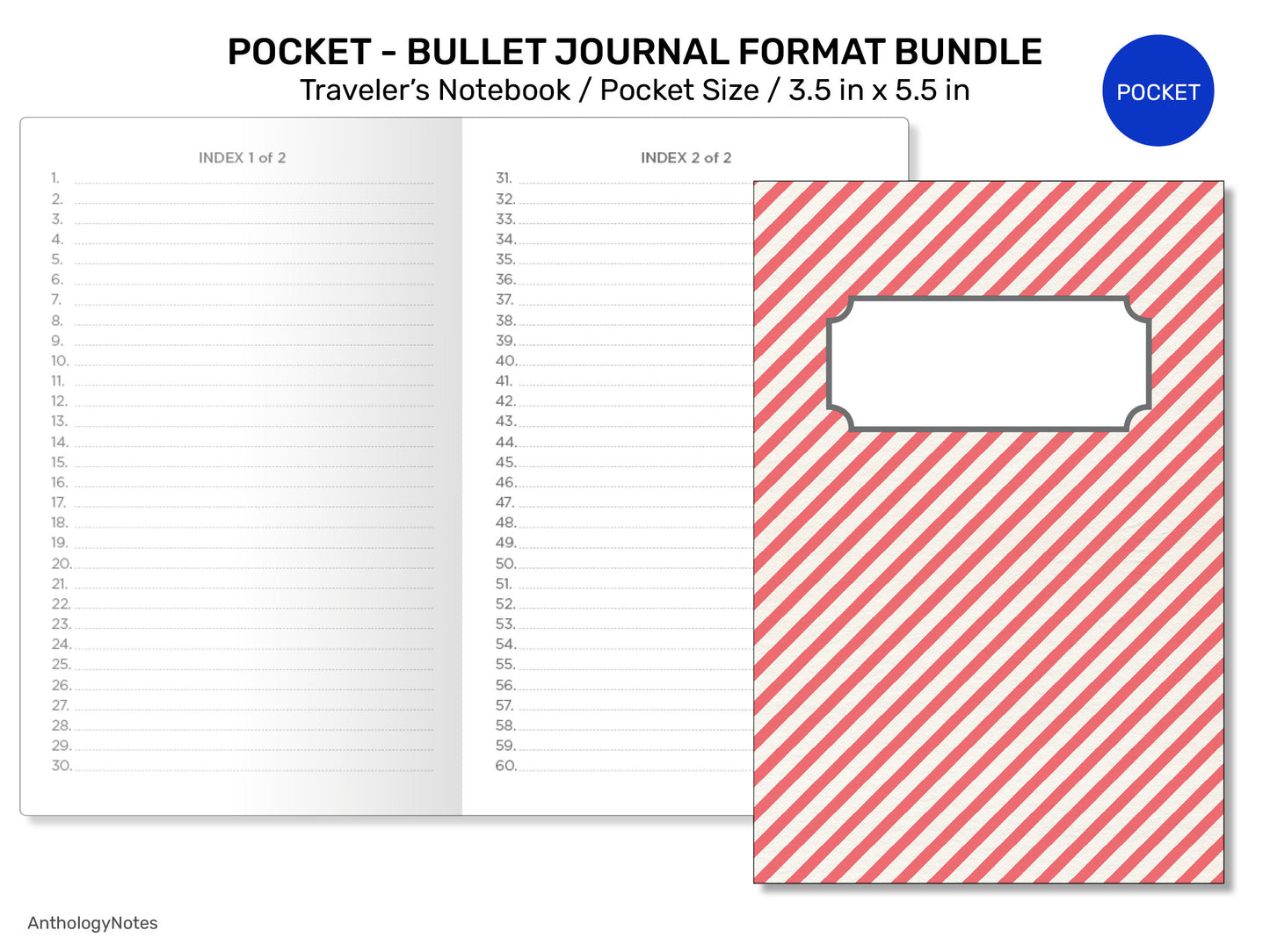 TN POCKET BUNDLE Set Traveler's Notebook Printable Planner BUJo format