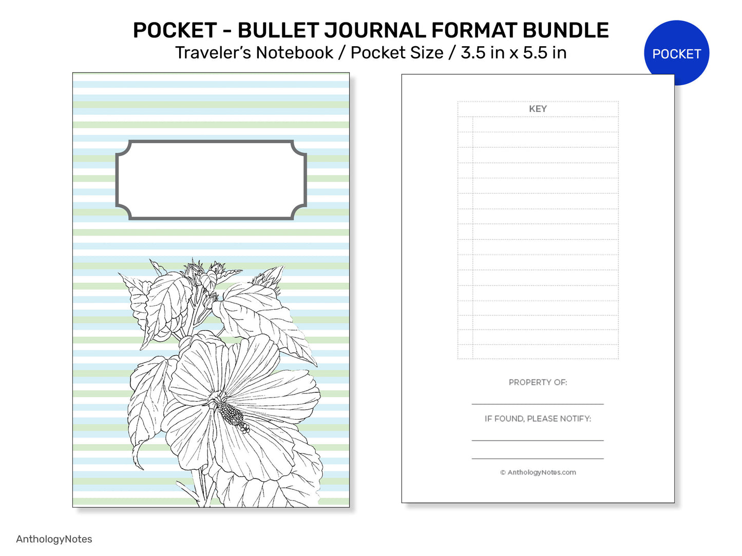 TN POCKET BUNDLE Set Traveler's Notebook Printable Planner BUJo format