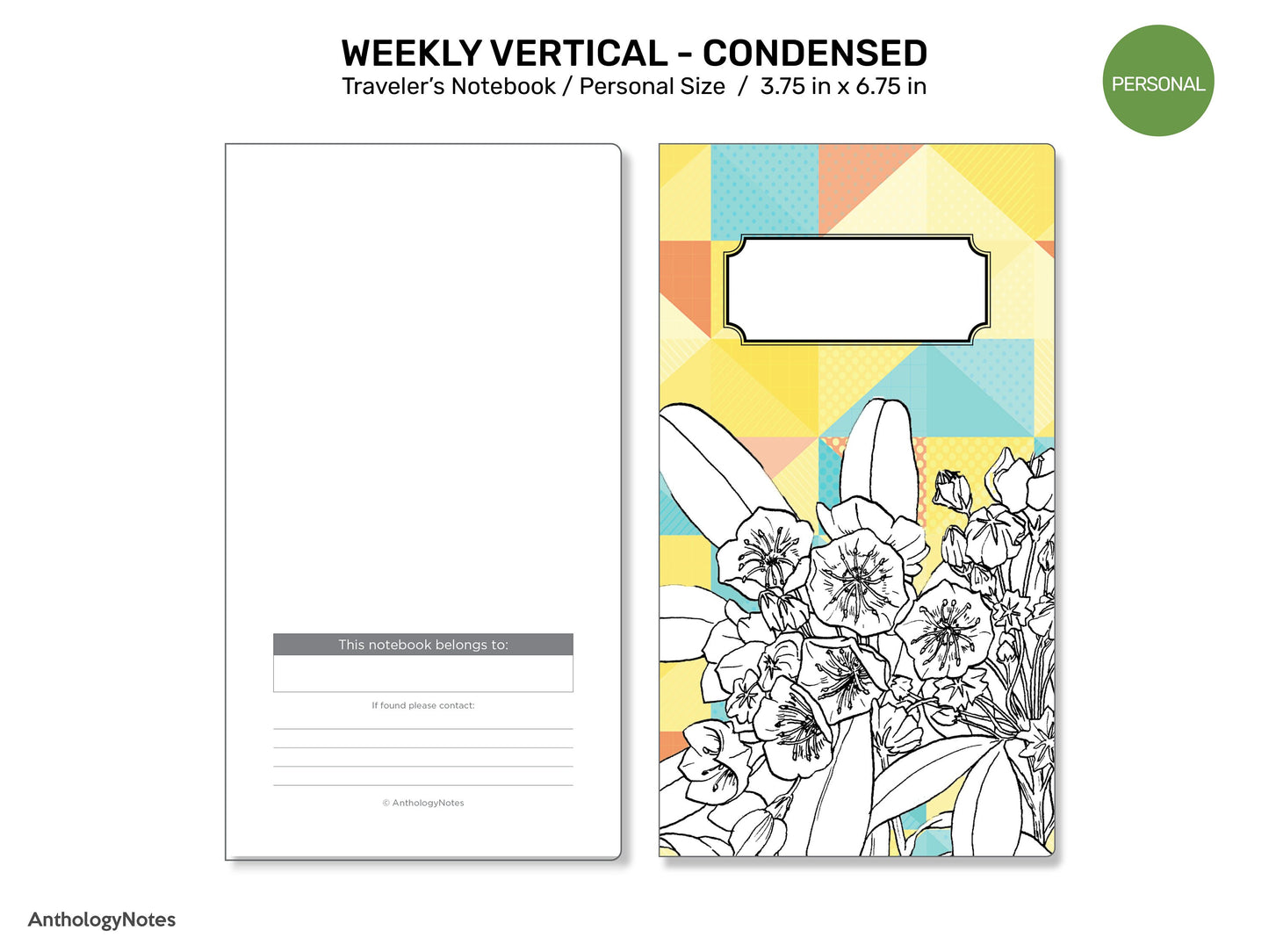 PERSONAL Weekly TN VERTICAL Printable Insert Traveler's Notebook Condensed Weekend