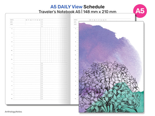 TN A5 DAILY View Appointment Printable Traveler's Notebook Refill Minimalist Printable Planner A522-004-Daily