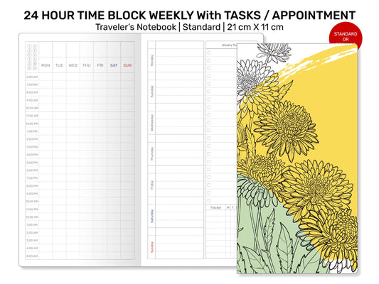 Standard TN WEEKLY 24 Hour Time Block with Appointments, Tasks and Tracker RTN070