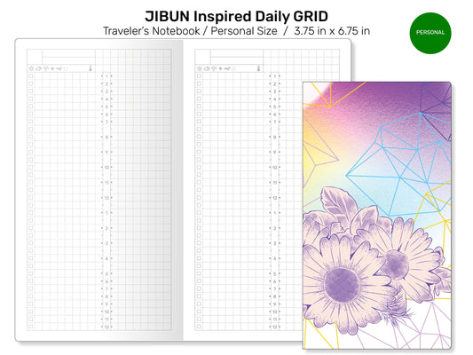 TN Personal JIBUN-Inspired Daily GRID Printable Insert Refill Traveler's Notebook PER22-005