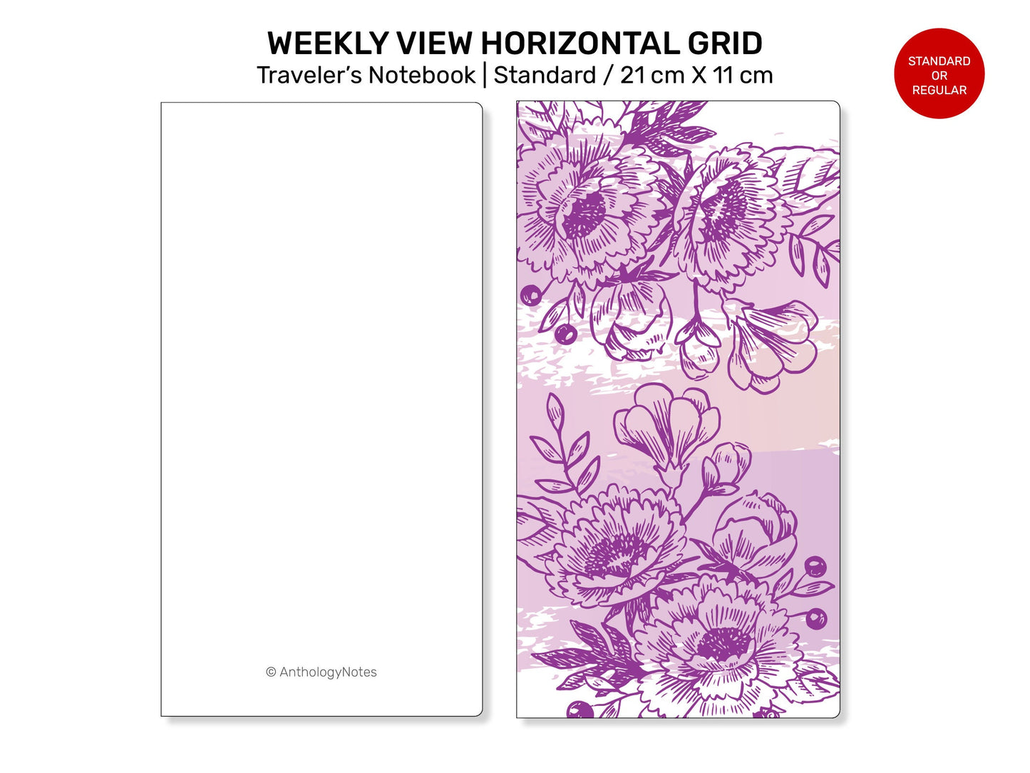TN Weekly Vertical Lined With Tracker Printable Insert Refill for Traveler's Notebook RTN22-011