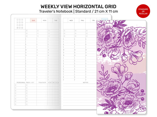 TN Weekly Vertical Lined With Tracker Printable Insert Refill for Traveler's Notebook RTN22-011