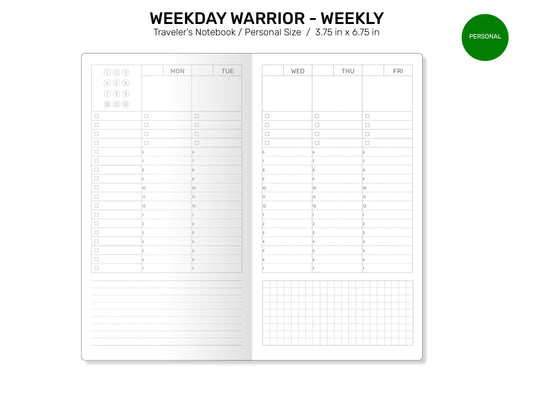 TN Personal Size WEEKDAY Warrior - Weekly Monday to Friday Printable TN Insert