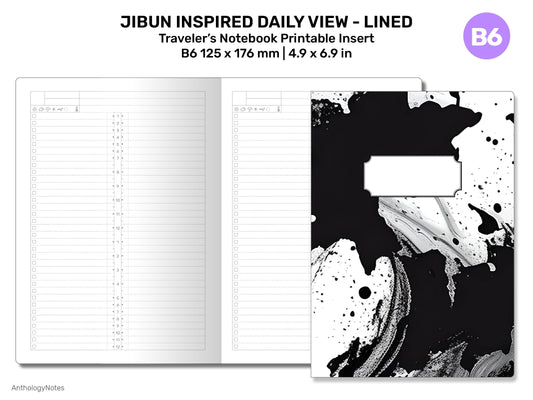B6 Daily JIBUN-Inspired Printable Traveler's Notebook Insert Minimalist LINED B622-005A
