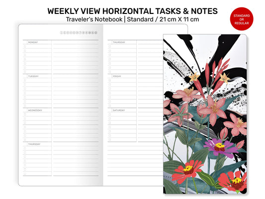 Standard TN Weekly Horizontal Task Lists & Notes Printable TN Insert RTN22-013