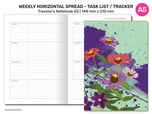 TN A5 Weekly View HORIZONTAL with TASK List and Weekly Tracker Wo2P - A522-014