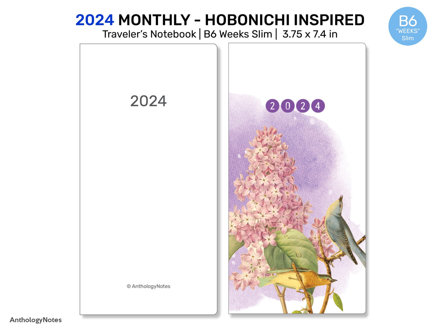 2024 WEEKS Slim Monthly Hobonichi Weeks Inspired Layout GRID Monday - DHBW003