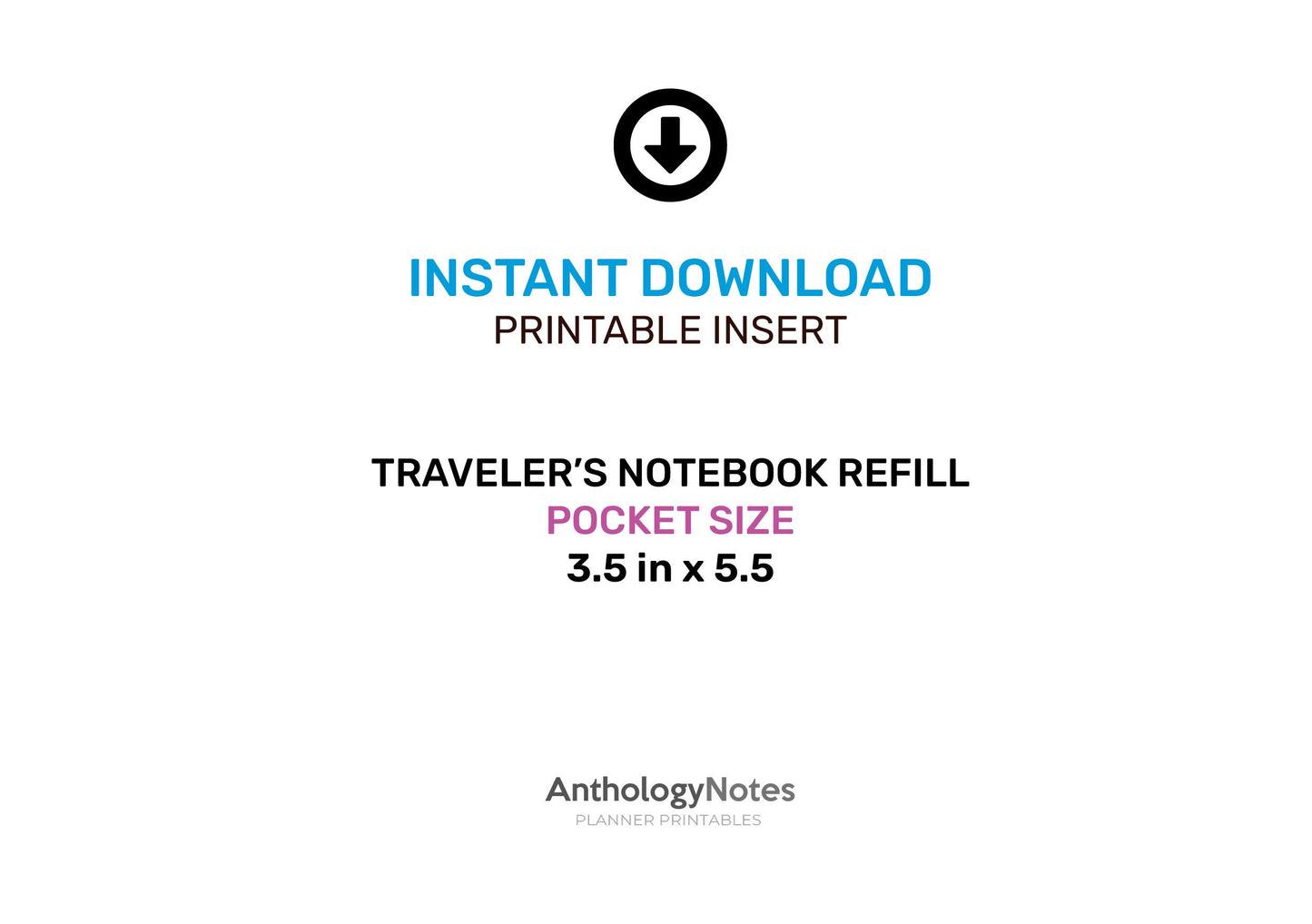 2024 TN POCKET WEEKLY Horizontal Grid Insert Traveler's Notebook Insert Wo1P Minimalist