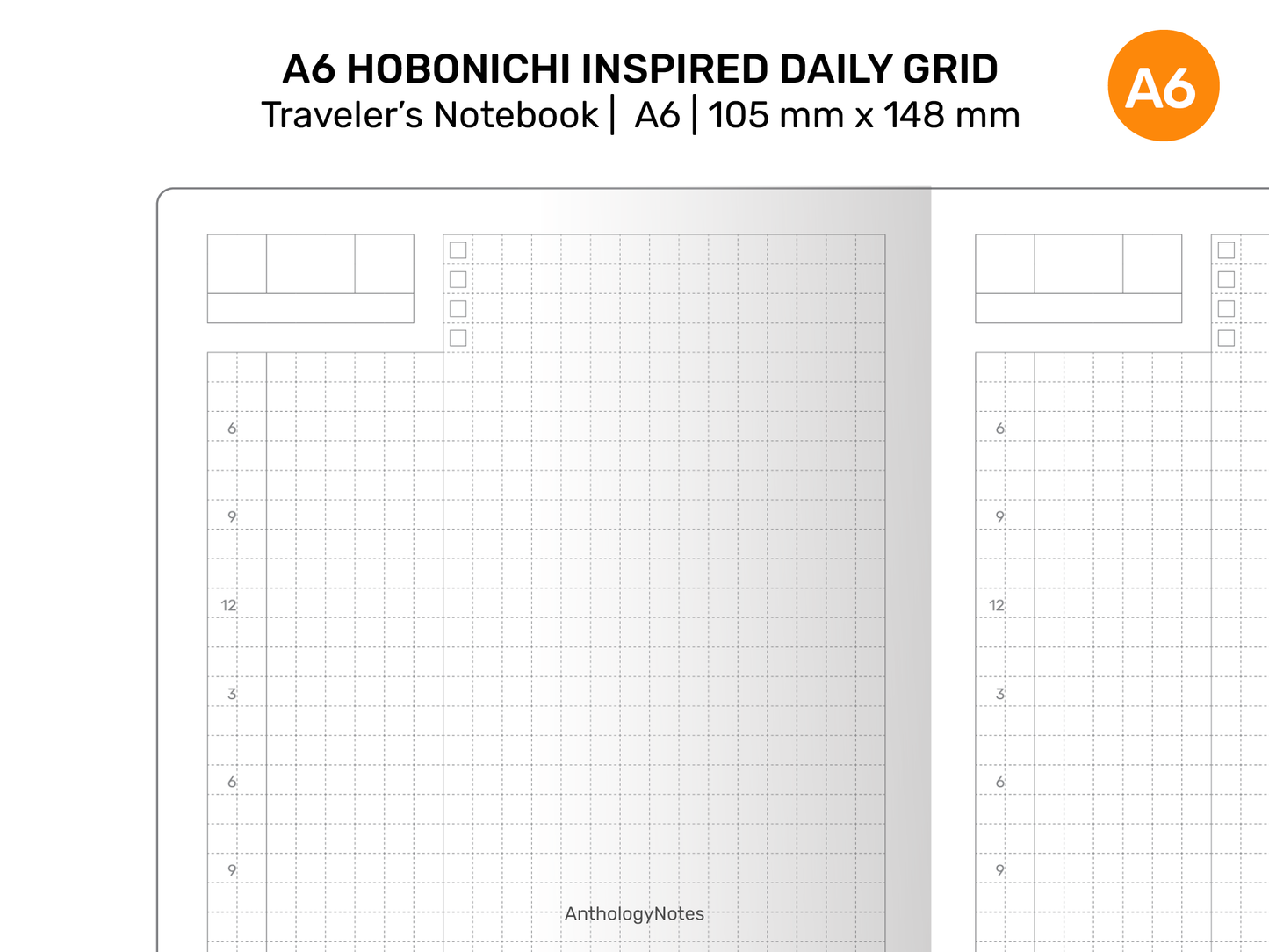 A6 Size Hobonichi TN Insert - Traveler's Notebook Printable - Do1P - Minimalist - Daily View